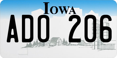 IA license plate ADO206