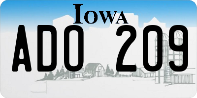 IA license plate ADO209