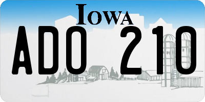 IA license plate ADO210