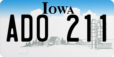 IA license plate ADO211