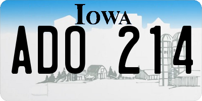 IA license plate ADO214