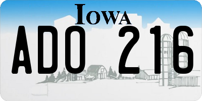 IA license plate ADO216