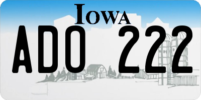IA license plate ADO222