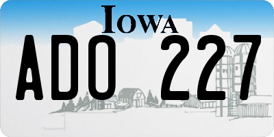 IA license plate ADO227