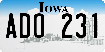 IA license plate ADO231