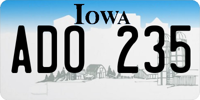 IA license plate ADO235