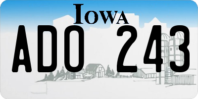 IA license plate ADO243