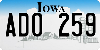 IA license plate ADO259