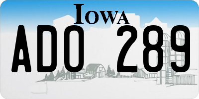IA license plate ADO289