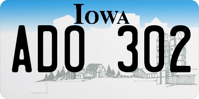 IA license plate ADO302