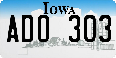 IA license plate ADO303
