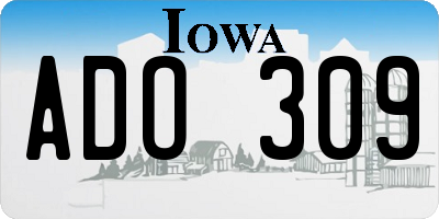 IA license plate ADO309
