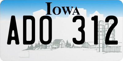 IA license plate ADO312