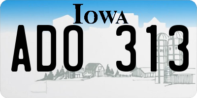 IA license plate ADO313