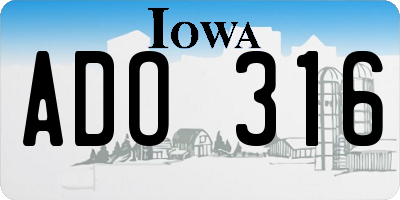 IA license plate ADO316