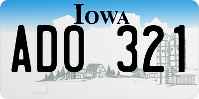 IA license plate ADO321