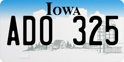 IA license plate ADO325