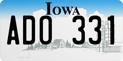 IA license plate ADO331