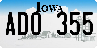 IA license plate ADO355