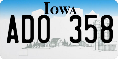 IA license plate ADO358