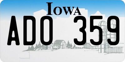 IA license plate ADO359