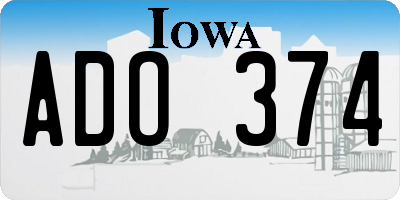 IA license plate ADO374