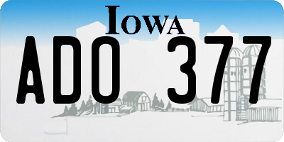 IA license plate ADO377