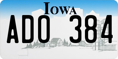 IA license plate ADO384