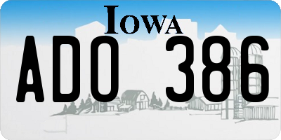 IA license plate ADO386