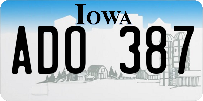 IA license plate ADO387