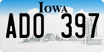 IA license plate ADO397