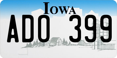 IA license plate ADO399