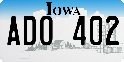 IA license plate ADO402