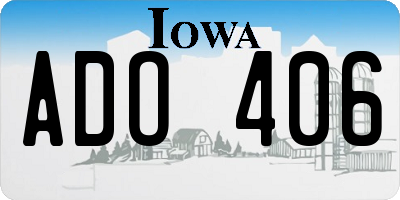 IA license plate ADO406