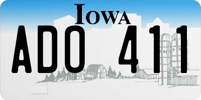 IA license plate ADO411