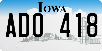 IA license plate ADO418