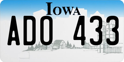 IA license plate ADO433
