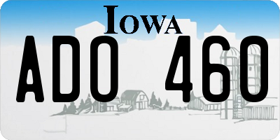 IA license plate ADO460