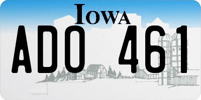IA license plate ADO461
