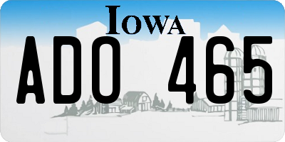 IA license plate ADO465