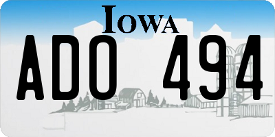 IA license plate ADO494