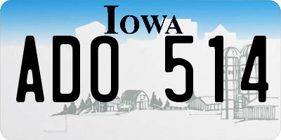 IA license plate ADO514
