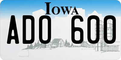 IA license plate ADO600