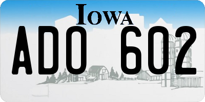 IA license plate ADO602