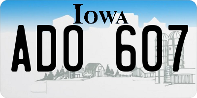 IA license plate ADO607