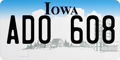 IA license plate ADO608