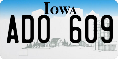 IA license plate ADO609