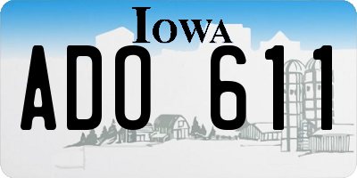 IA license plate ADO611