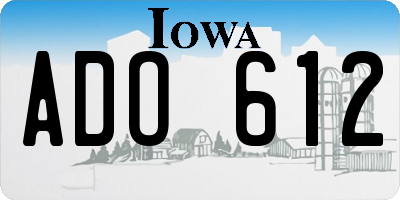 IA license plate ADO612