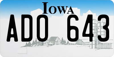 IA license plate ADO643